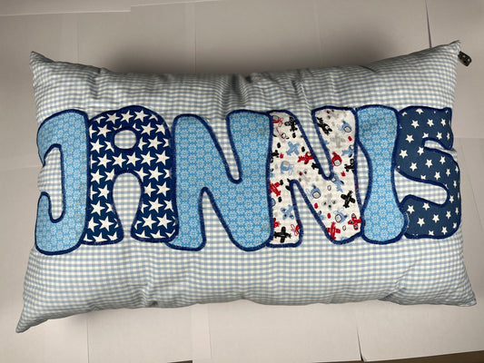 Kissen mit Wunschnamen MUSTER  blau 1